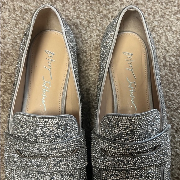 Betsey Johnson Glittering Silver Loafers - Picture 2 of 5